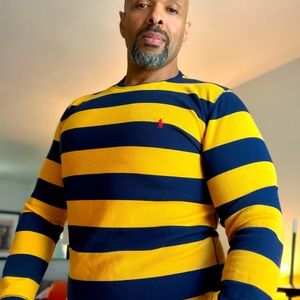 Polo long sleeve - size: Large. Very good condition, blue and yellow stripe!